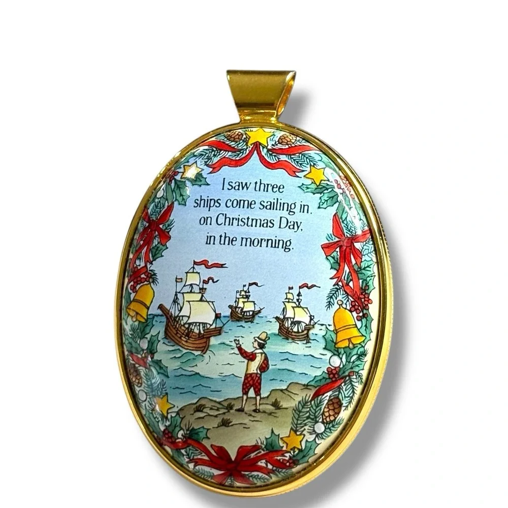 Halcyon Days Enamels Christmas 1992 I Saw Three Ships Pendant Limited Edition 83